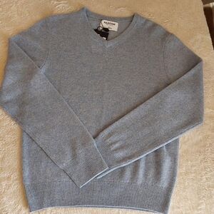 🌺 NWT NAADAM Men's (Unisex) Dusty Blue 100% Cashmere V-Neck Sweater